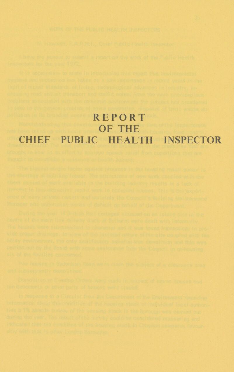 REPORT OF THE CHIEF PUBLIC HEALTH INSPECTOR