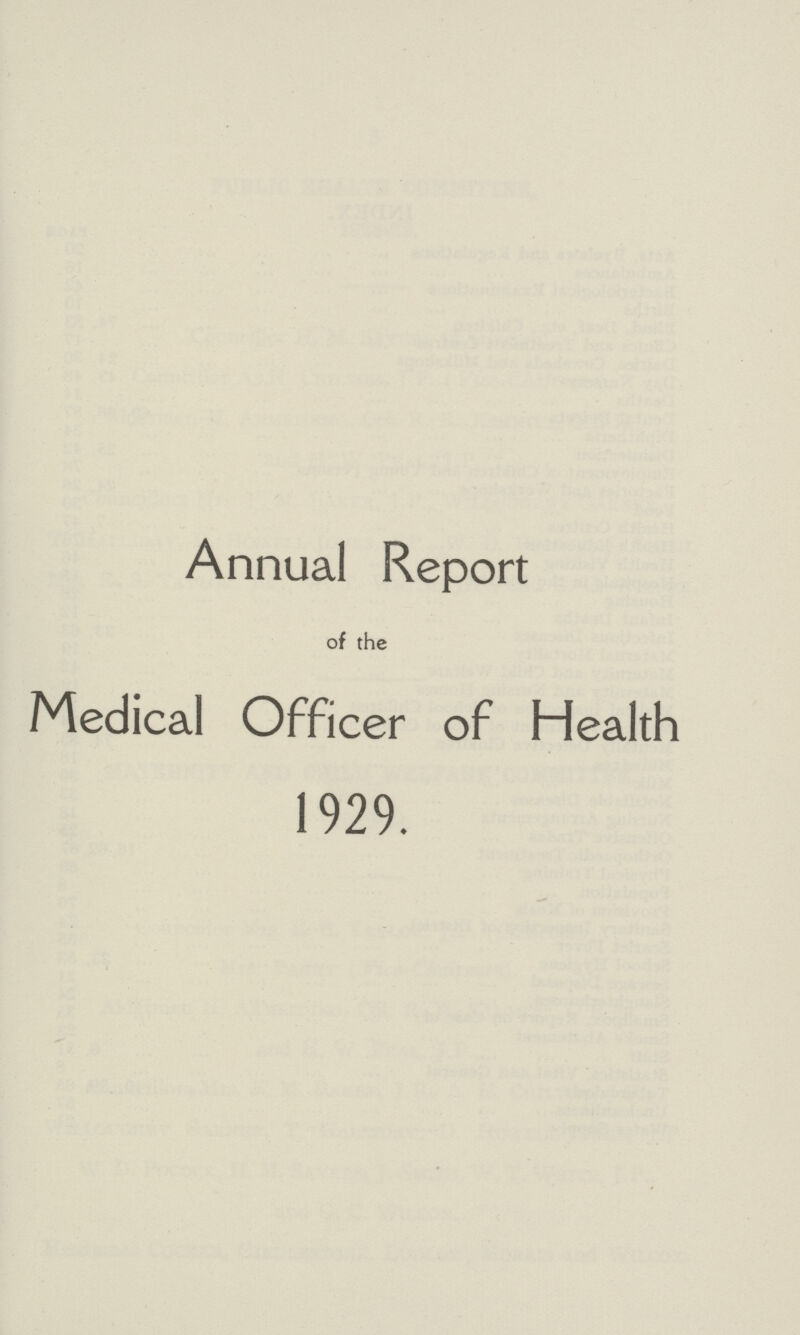 Annual Report of the Medical Officer of Health 1929.