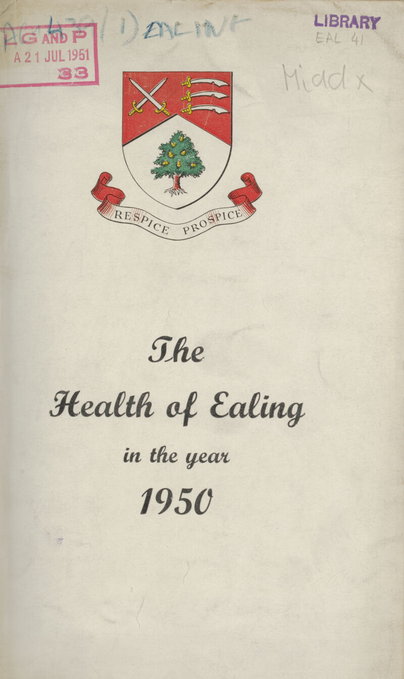 AG 439 (1) MLINT EAL 41 Midd x The Health af Ealing in the year 1950