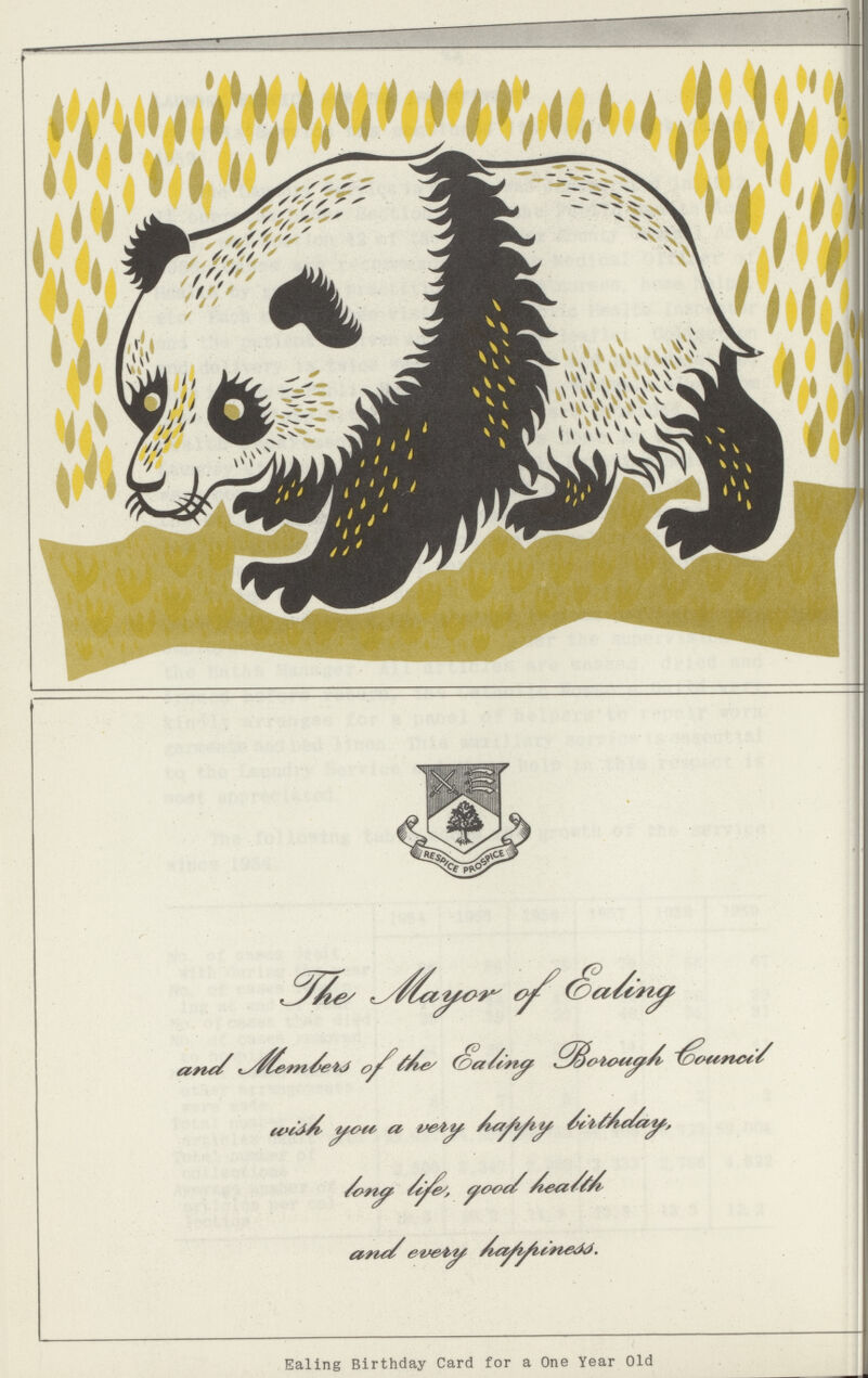 The Mauyor of Eating ansd Members of the Eating Borough Council wish you a very happy birthday , long life , good health and every happiness. Ealing Birthday Card for a One Year Old