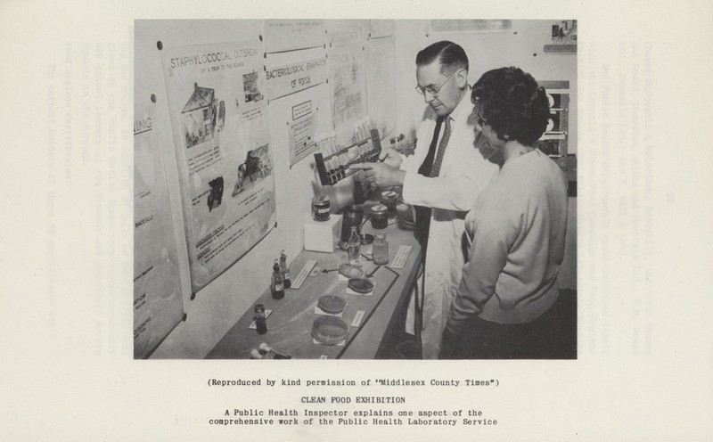 (Reproduced by kind permission of Middlesex County Times) CLEAN FOOD EXHIBITION A Public Health Inspector explains one aspect of the comprehensive work of the Public Health Laboratory Service