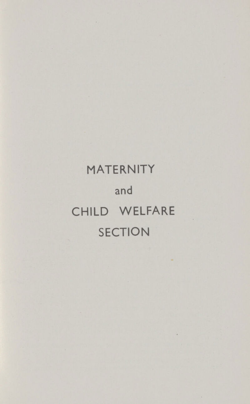 MATERNITY and CHILD WELFARE SECTION