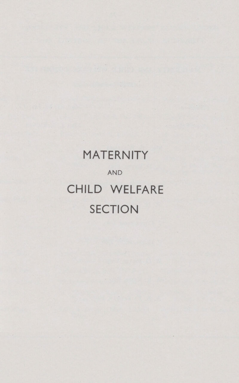 MATERNITY AND CHILD WELFARE SECTION