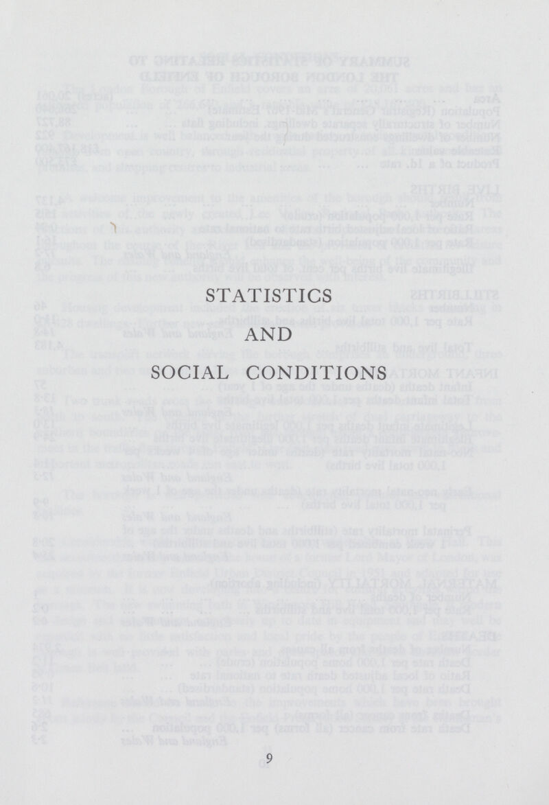 STATISTICS AND SOCIAL CONDITIONS 9
