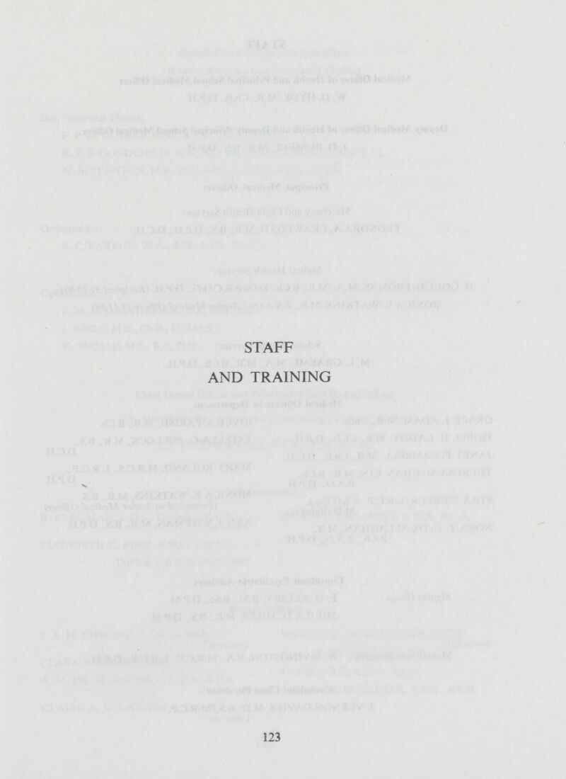STAFF AND TRAINING 123