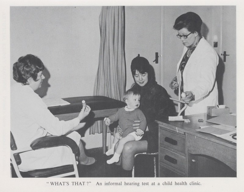 WHAT'S THAT? An informal hearing test at a child health clinic.