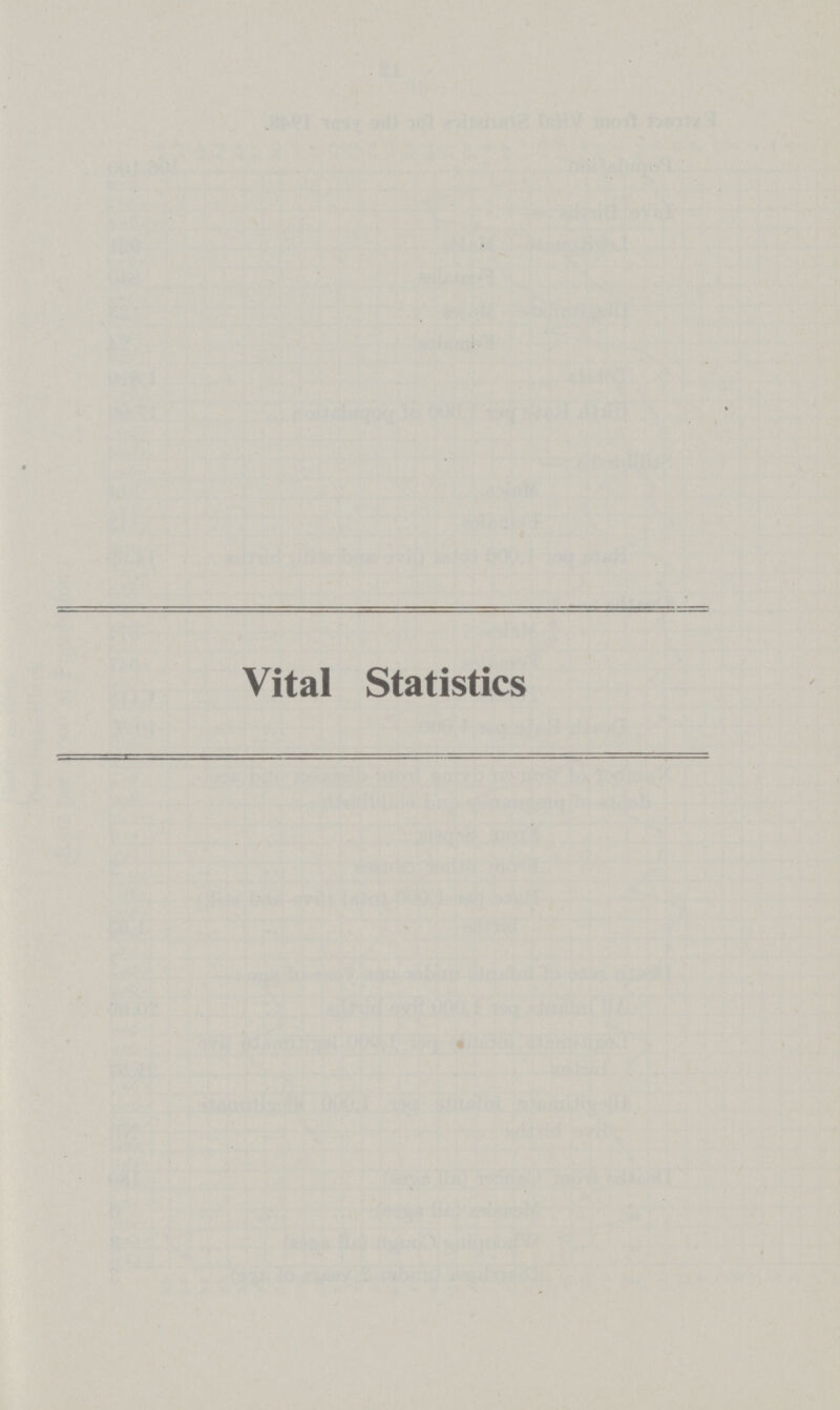 Vital Statistics