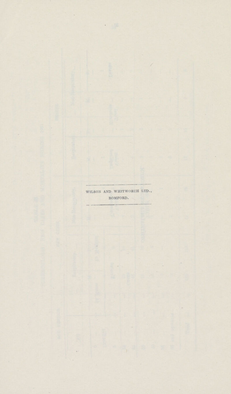 WILSON AND WHIT WORTH LTD., ROMFORD.