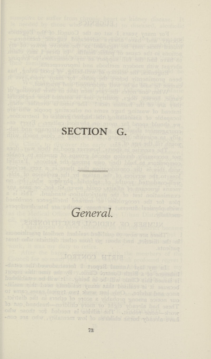 SECTION G. General. 73