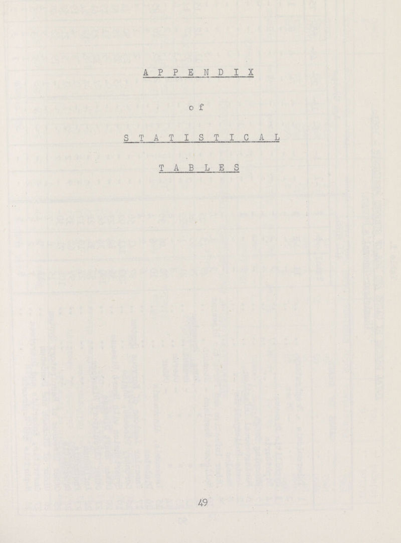 APPENDIX of STATISTICAL TABLES 49