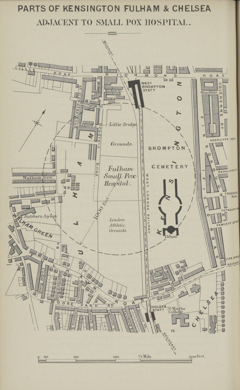 PARTS OF KENSINGTON FULHAM & CHELSEA ADJACENT TO SMALL POX HOSPITAL.