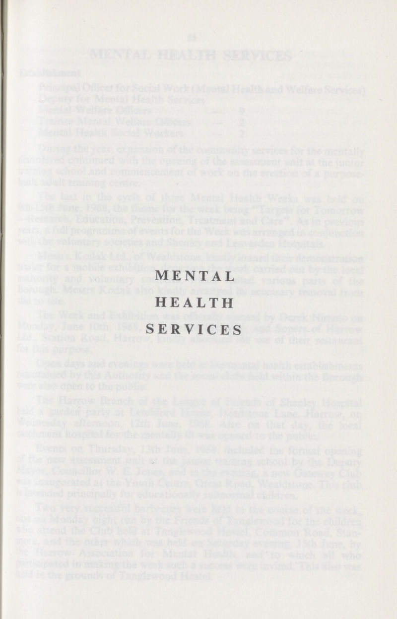 MENTAL HEALTH SERVICES