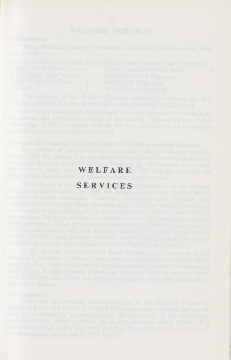 WELFARE SERVICES