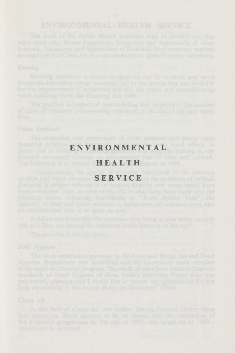 ENVIRONMENTAL HEALTH SERVICE