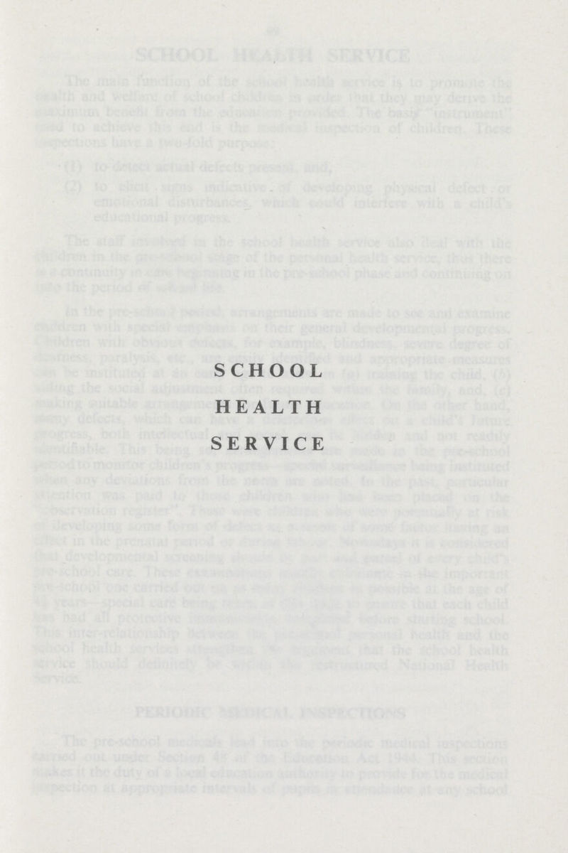 SCHOOL HEALTH SERVICE