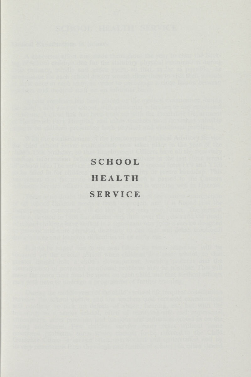 SCHOOL HEALTH SERVICE
