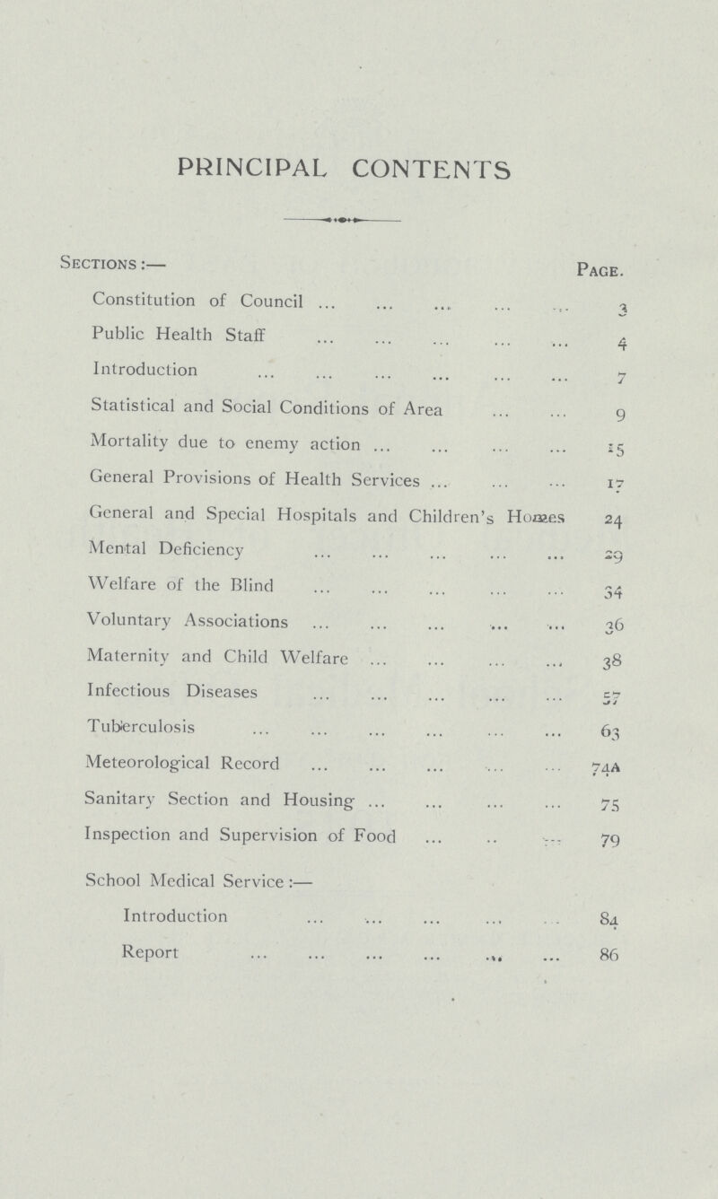 PRINCIPAL CONTENTS Sections :— Page. Constitution of Council 3 Public Health Staff 4 Introduction 7 Statistical and Social Conditions of Area 9 Mortality due to enemy action 15 General Provisions of Health Services 17 General and Special Hospitals and Children's Homes 24 Mental Deficiency 29 Welfare of the Blind 34 Voluntary Associations 36 Maternity and Child Welfare 38 Infectious Diseases 57 Tuberculosis 63 Meteorological Record 74A Sanitary Section and Housing 75 Inspection and Supervision of Food 79 School Medical Service :— Introduction 84 Report 86