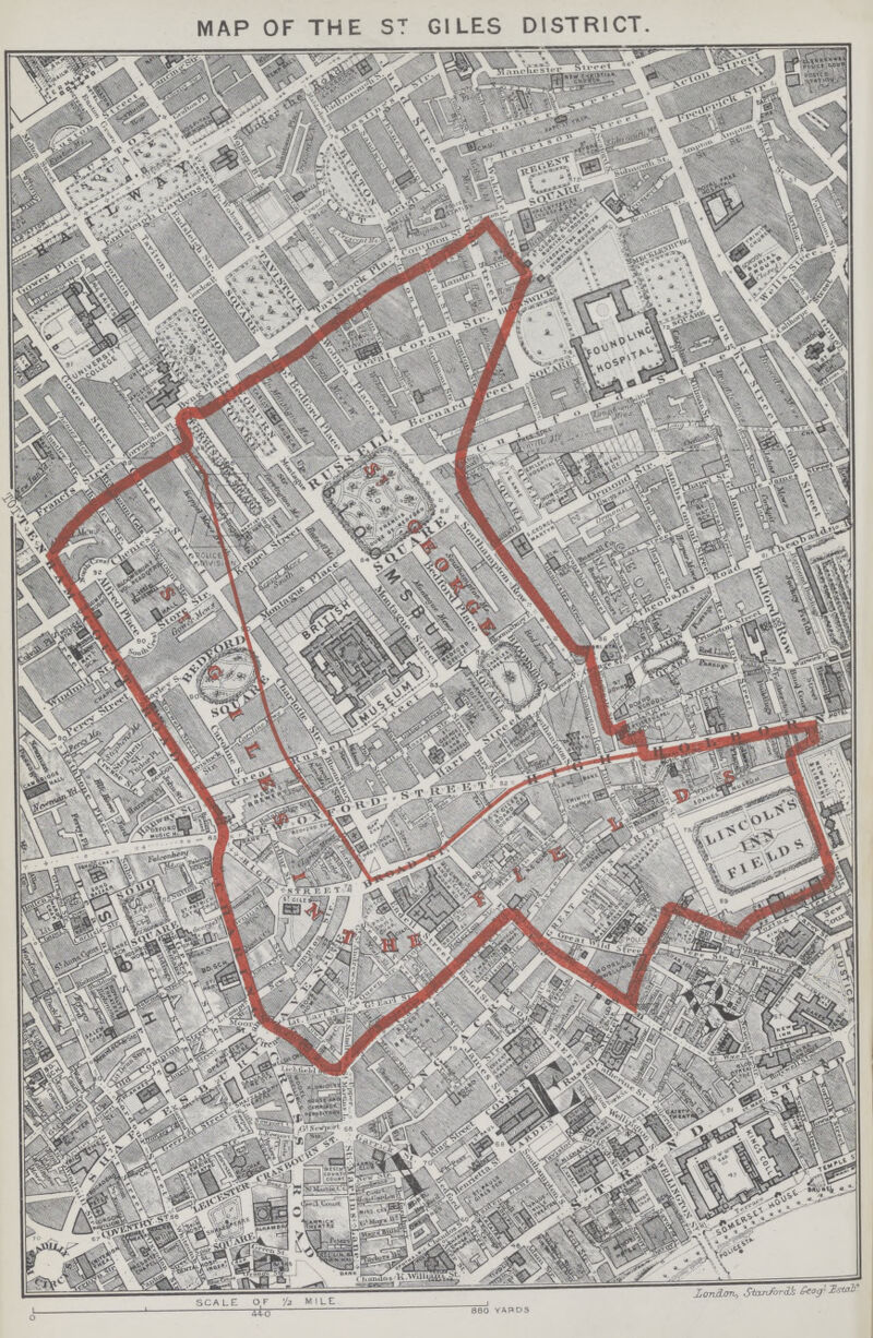 MAP OF THE ST GILES DISTRICT. London Stanfords Eeog 1 Estab*