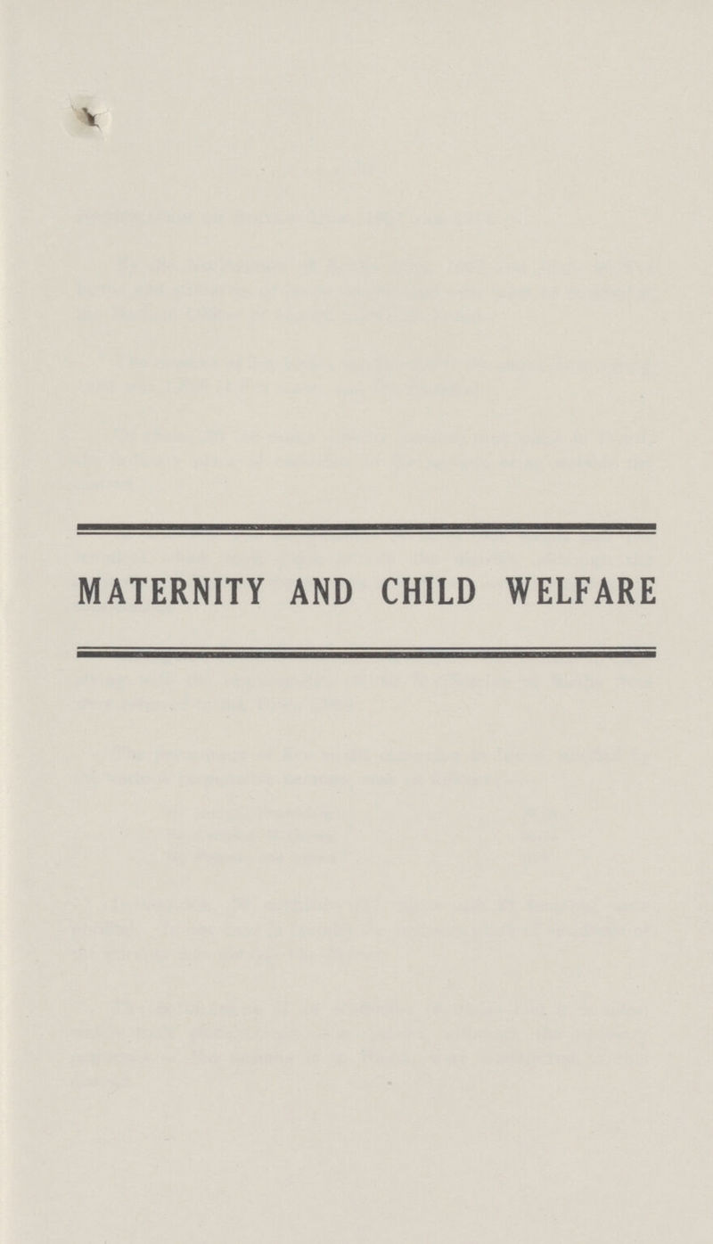 MATERNITY AND CHILD WELFARE