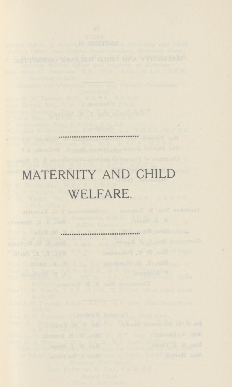 MATERNITY AND CHILD WELFARE.