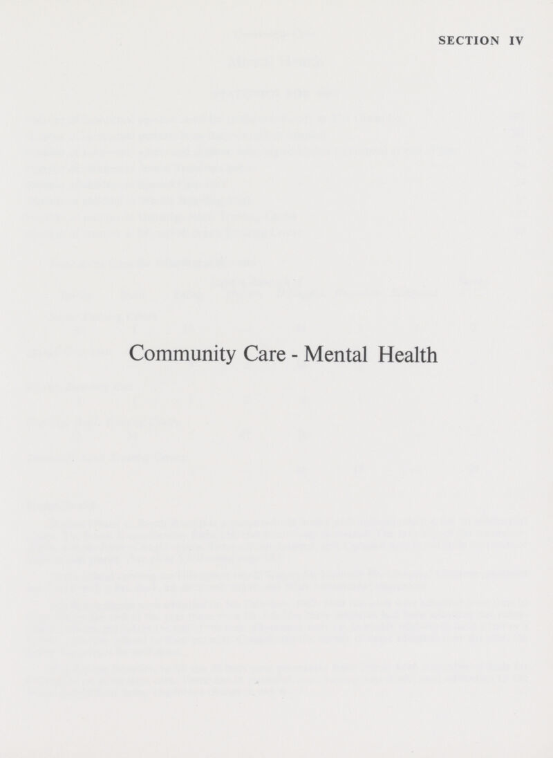 SECTION IV Community Care - Mental Health