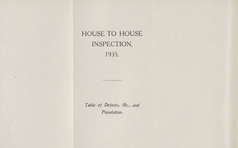 HOUSE TO HOUSE INSPECTION, 1935. Table of Defects, &c. and Population.