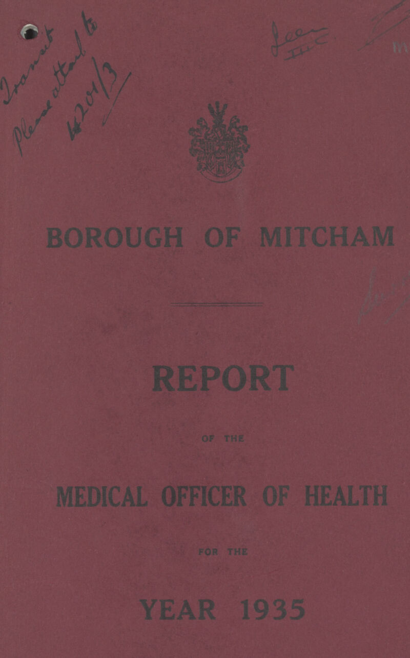 BOROUGH OF MITCHAM MEDICAL OFFICER OF HEALTH