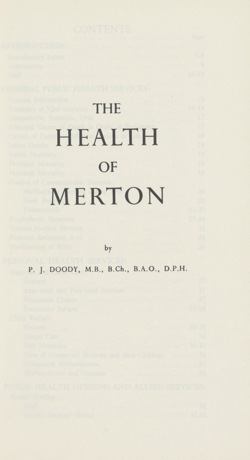 THE HEALTH OF MERTON by P. J. DOODY, M.B., B.Ch., B.A.O., D.P.H.