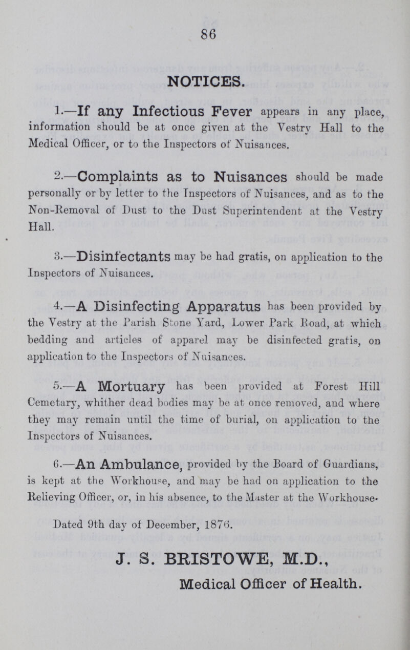 VESTRY OF ST GILES, CAMBERWELL. REPORT of PRoESSOR ALBERT J. BERNAYS, Analyst under the Foods Adulteration Act, 1872.