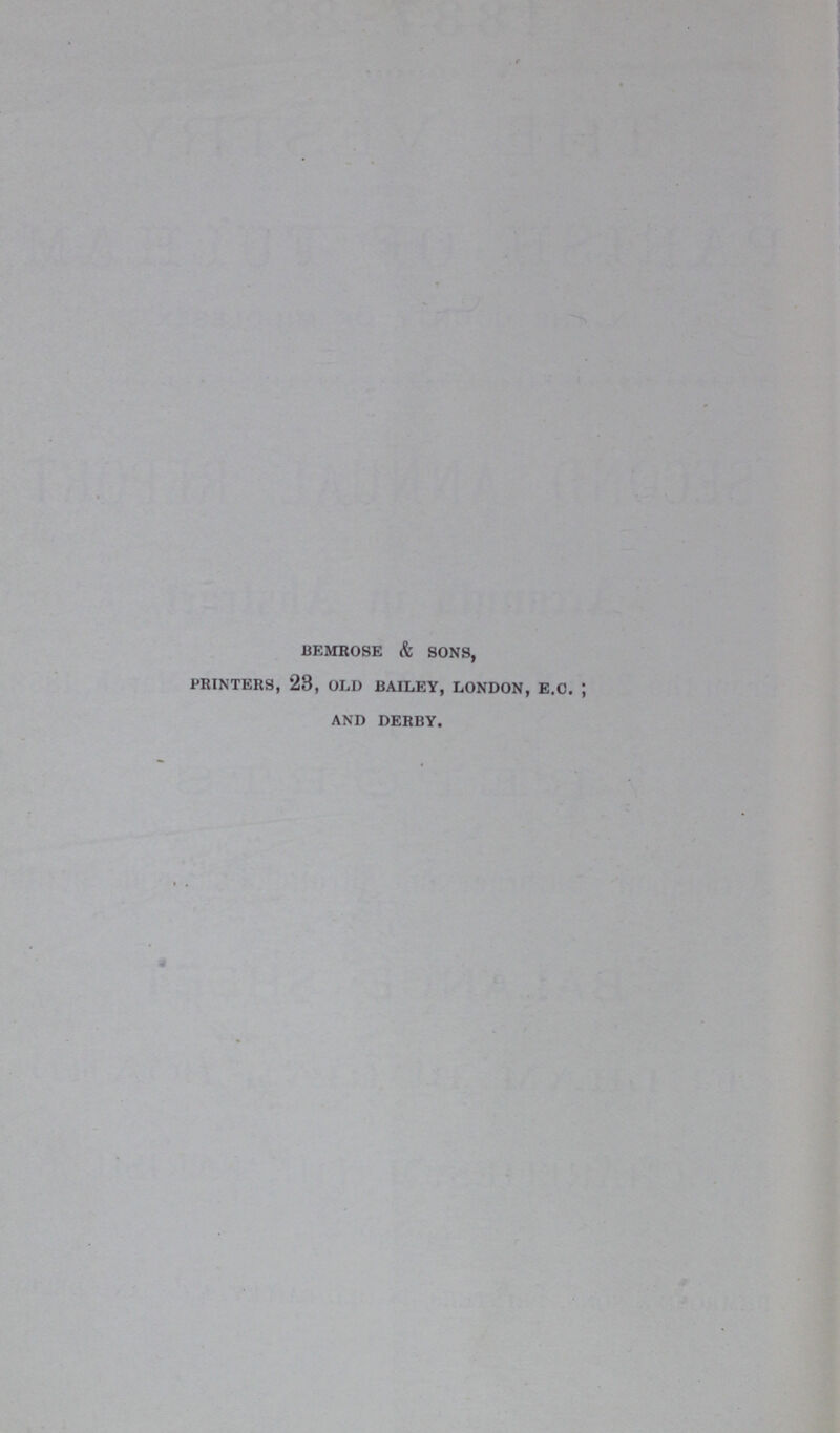 bemrose & sons, printers, 23, old bailey, london, e.c and derby.