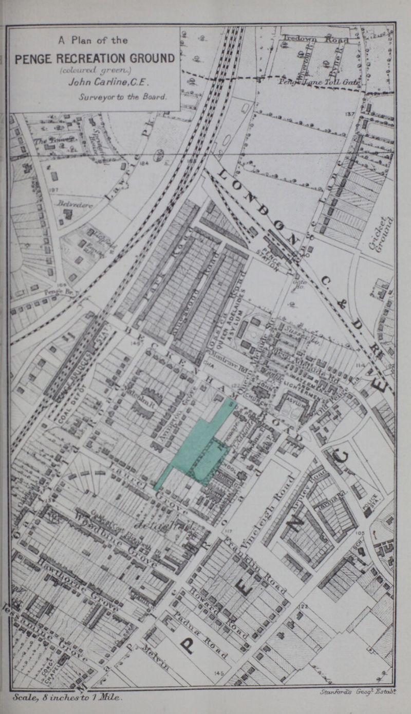 Scale, 8 inches to 1 Mile.. Stanfords geog.Estab.