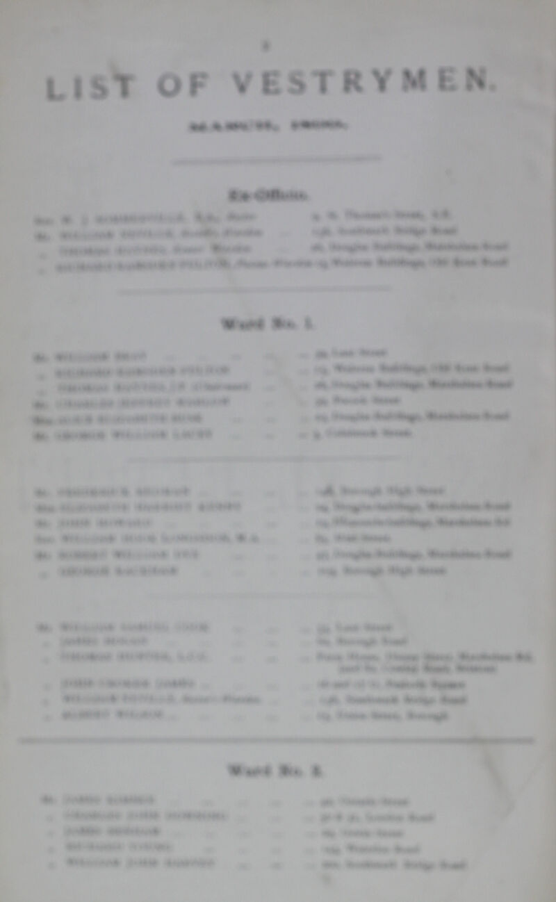 List of Vestrymen. ???