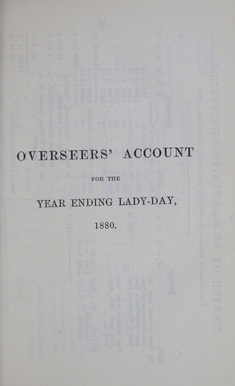 OVERSEERS' ACCOUNT FOR THE YEAR ENDING LADY-DAY, 1880.