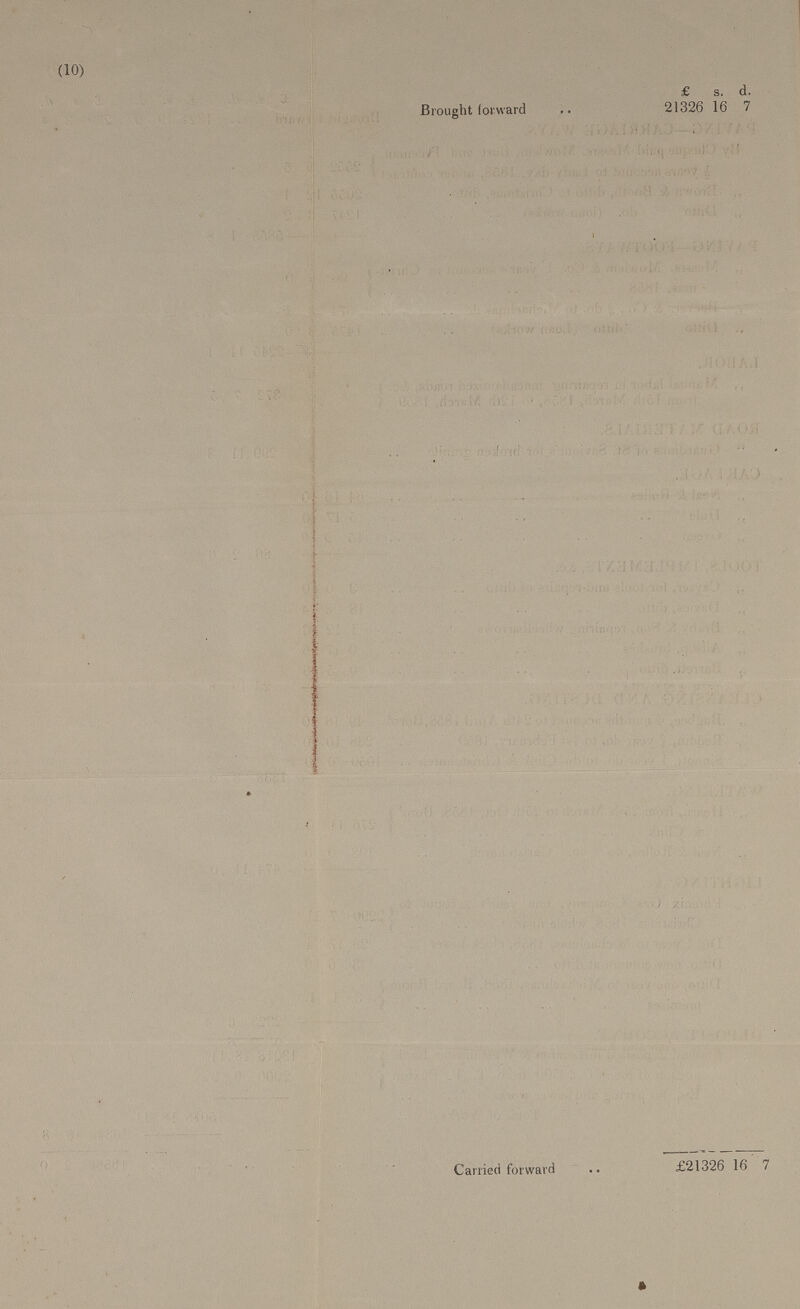 (10)  £ s. d. Brought forward 21326 16 7 Carried forward £21326 16 7