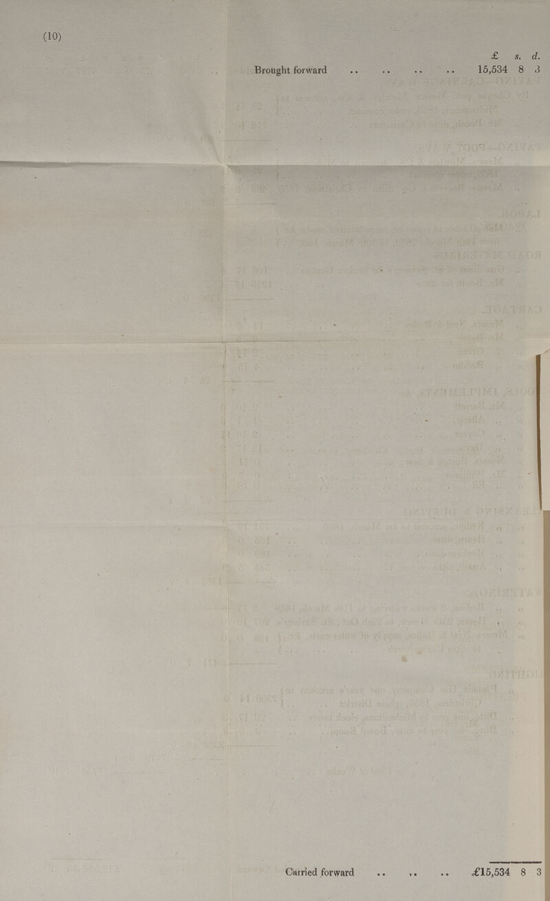 (10)  £ s. d. Brought forward 15,534 8 3 Carried forward £15,534 8 3