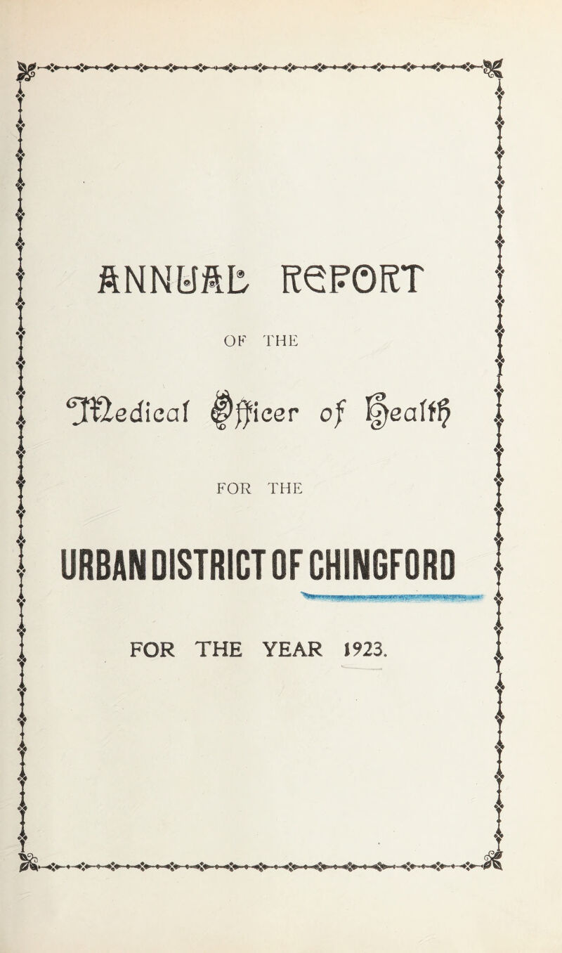 ftNNUftt RePORT OF THE ^^J^edlcai ^0ic0r of ]^ealf§ FOR THE URBAN DISTRICT OF CHINGFORD FOR THE YEAR J923.