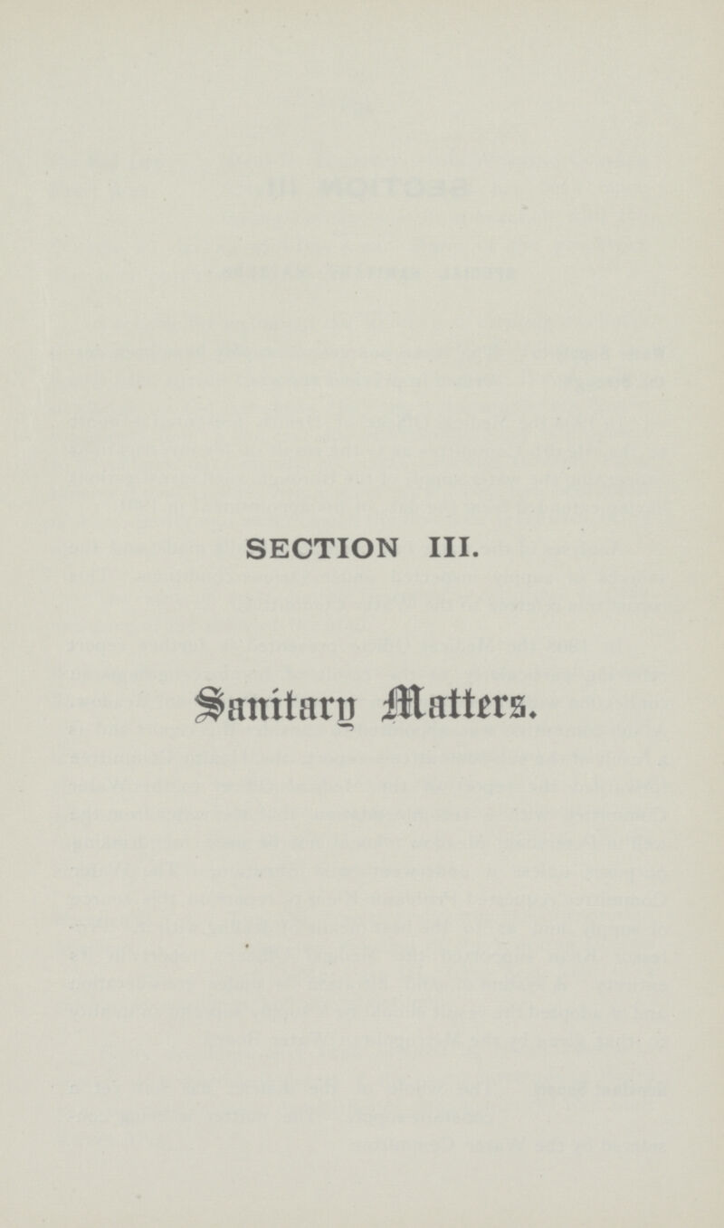 SECTION III. Sanitary Matter