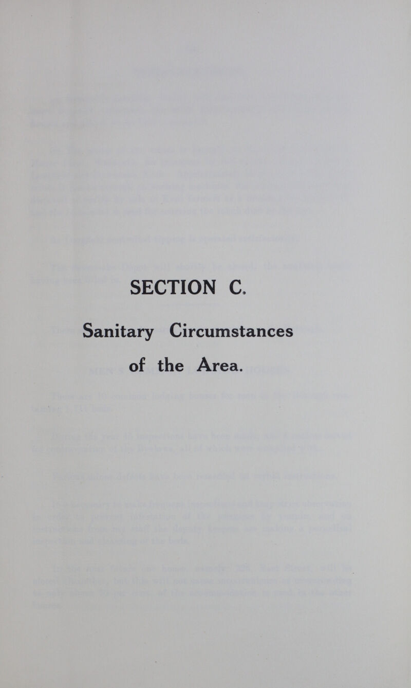 SECTION C. Sanitary Circumstances of the Area.