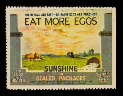 Eat more eggs : sunshine in sealed packages : fresh eggs are best : Britain's eggs are the freshest : eat eggs for health ... / Scientific Poultry Breeders Association Ltd.