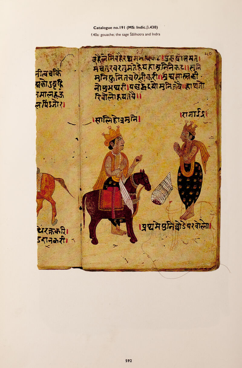 Catalogue no. 191 (MS: Indie.ß.430) f.40a: gouache; the sage Sâlihotra and Indra