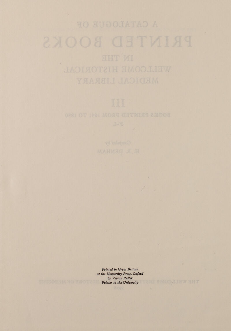 Printed in Great Britain at the University Press, Oxford by Vivian Ridler Printer to the University