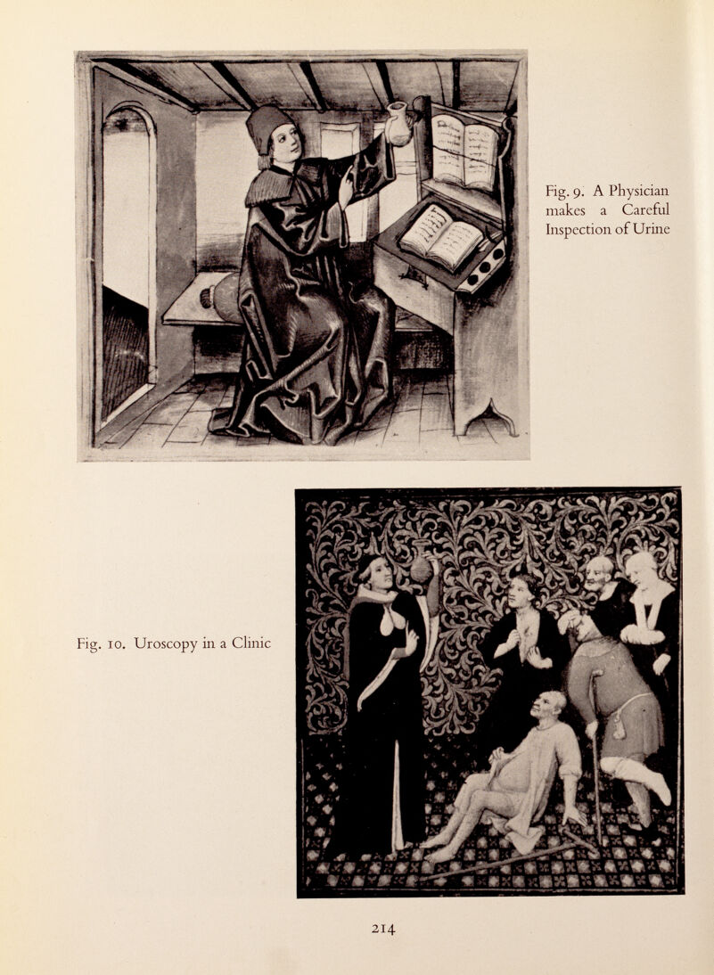 Fig. 9. A Physician makes a Careful Inspection of Urine Fig. 10. Uroscopy in a Clinic