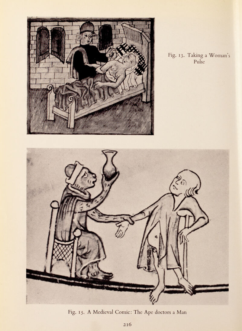 Fig. 13. Taking a Woman's Pulse Fig. 15. A Medieval Comic: The Ape doctors a Man