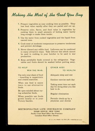 Your food : how does it rate for health? / Metropolitan Life Insurance Company.