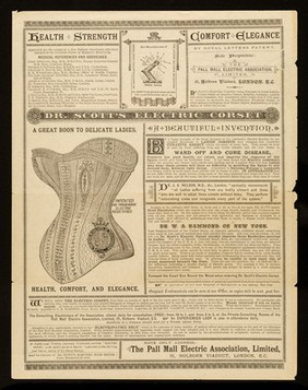 Dr. Scott's electric corset : health, strength, comfort, elegance : a great boon to delicate ladies : a beautiful invention ... / the Pall Mall Electric Association.