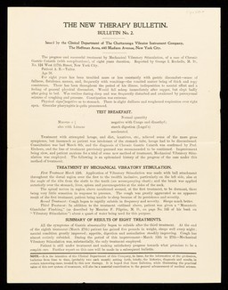 The new therapy bulletin. Bulletin no. 2 / Clinical Department of the Chattanooga Vibrator Instrument Company.