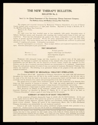 The new therapy bulletin. Bulletin no. 2 / Clinical Department of the Chattanooga Vibrator Instrument Company.