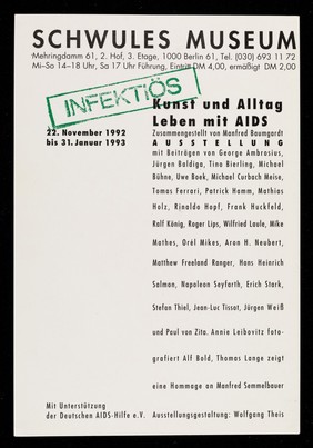 Inkektios : Kunst und alltag Leben mit AIDS : Ausstellung / Schwules Museum.