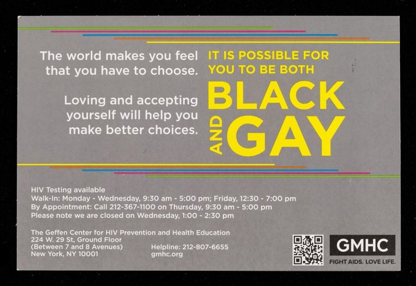 Who told you that you can't be black and gay? / GMHC.