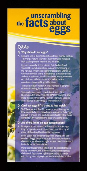The good egg : unscrambling the facts / British Egg Information Service ; foreword by Dr. Hilary Jones.
